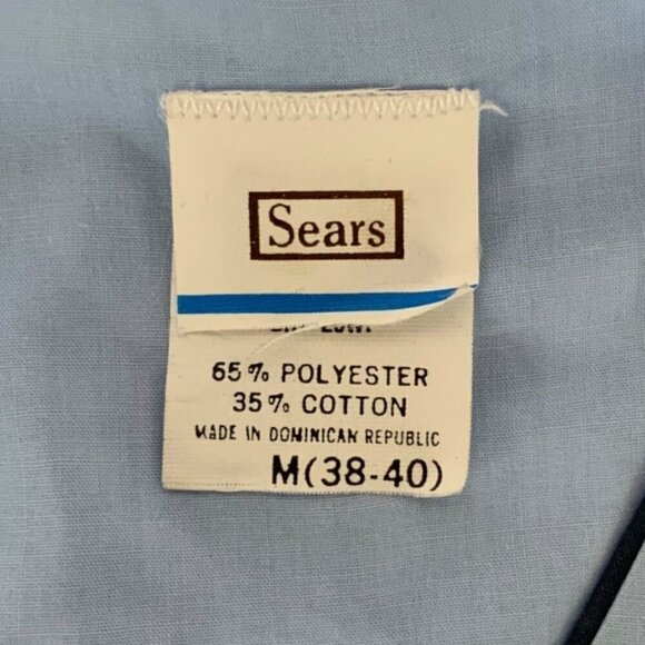 Vintage Sears Pajama Set Top Shorts Mens Size Medium Light Blue Polyester Blend - Picture 4 of 8
